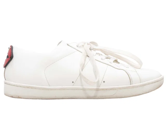White & Multicolor Saint Laurent Leather Low-Top Sneakers Size 37 in White Leather from Designer Revival