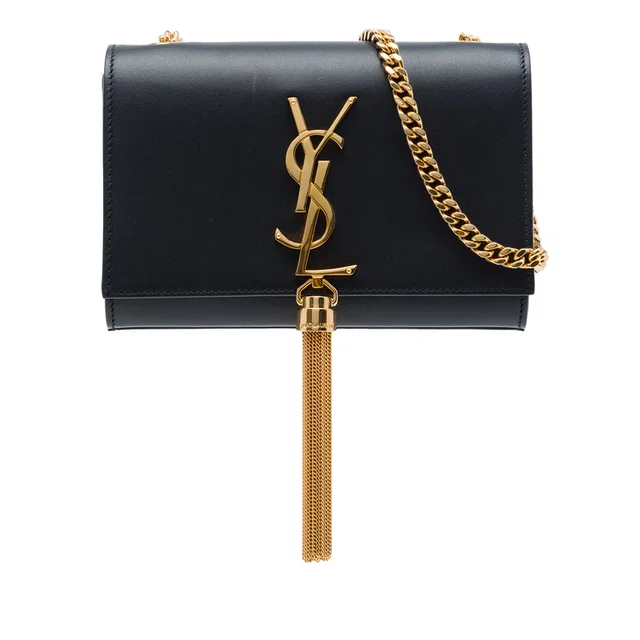 Black Saint Laurent Small Smooth Calfskin Monogram Kate Tassel Crossbody in Black Calfskin from Designer Revival