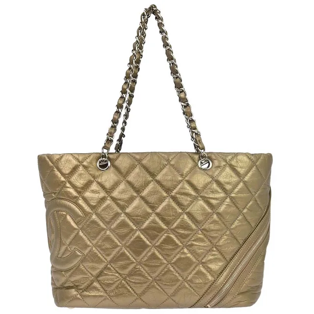 Chanel 2006-2008 Gold Calfskin Cambon Tote Bag in Gold Calfskin from AMORE Vintage Tokyo