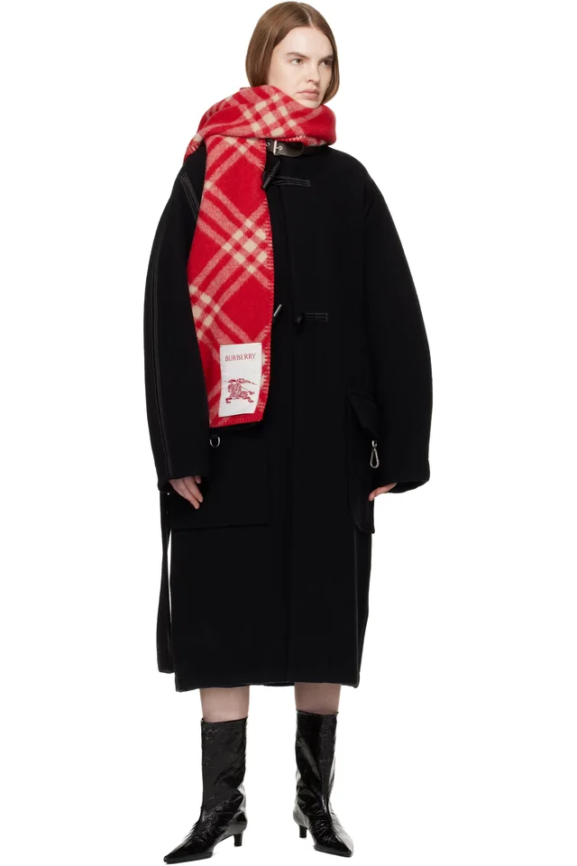Burberry Red Check Wool Scarf, photo 3 of 3 from SSENSE