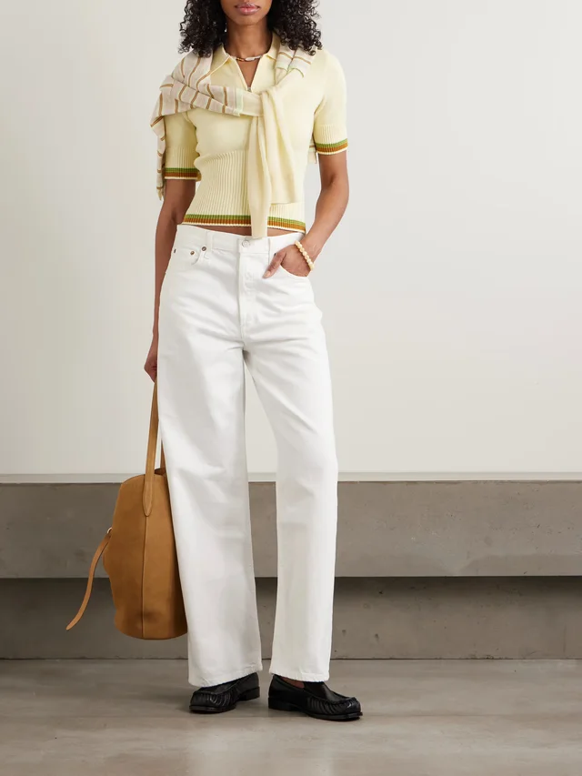 GUEST IN RESIDENCE Marcella striped cotton and cashmere-blend polo shirt in Yellow, photo 2 of 2 from NET-A-PORTER (Canada)