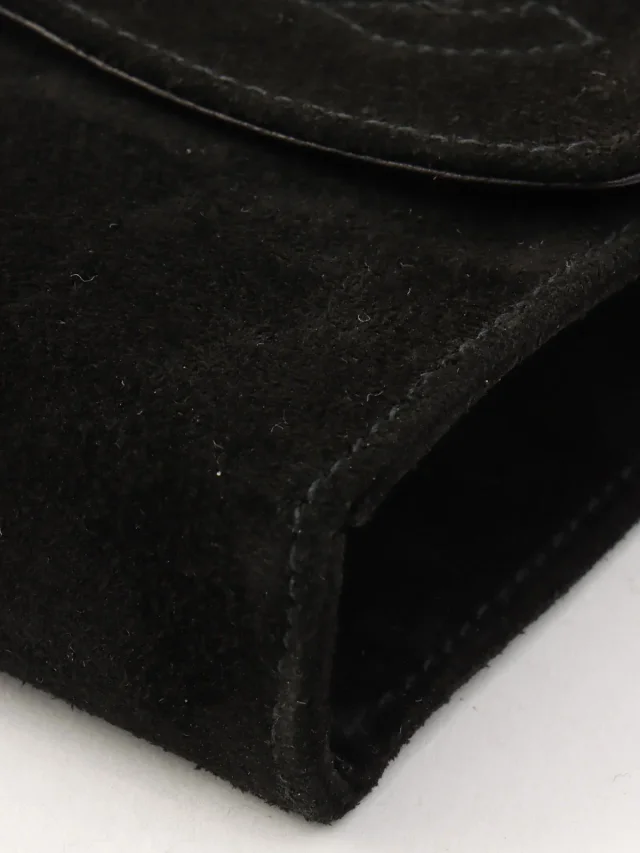 Chanel Suede CC Mark Stitch Chain Shoulder Bag Mini Black circa 2001 in Black Suede from VINTAGE QOO TOKYO, photo 10 of 13