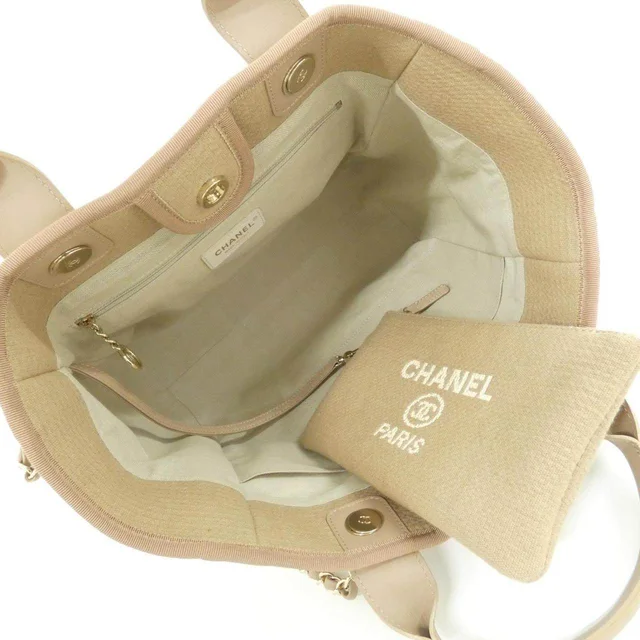 Chanel Deauville Mixed Fiber Tote Bag in Black Polyester from LuxUness, photo 9 of 9