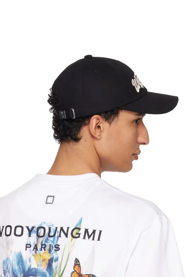 WOOYOUNGMI Black Embroidered Logo Cap, photo 3 of 3 from SSENSE