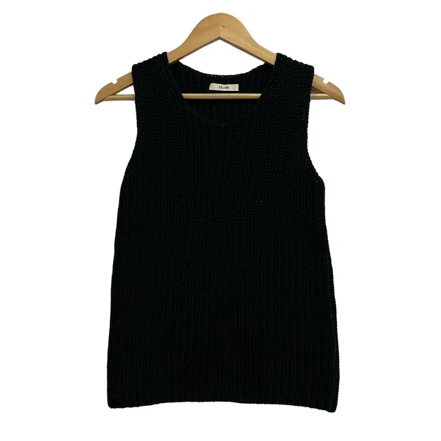 Celine Sleeveless Sweater S Black in Black from The Reluxe