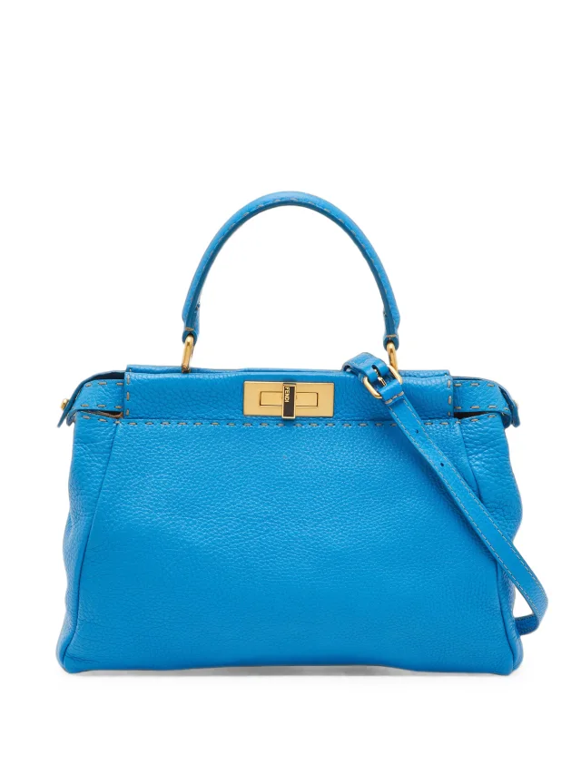 Fendi Pre-Owned Medium Peekaboo Selleria Tote Bag | Blue | FARFETCH in Blue Calfskin from Farfetch, photo 2 of 2