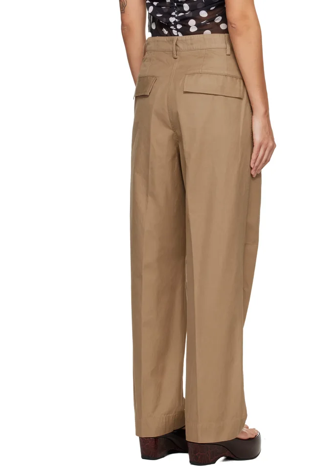 Dries Van Noten Brown Loose Fit Workwear Trousers, photo 3 of 4 from SSENSE