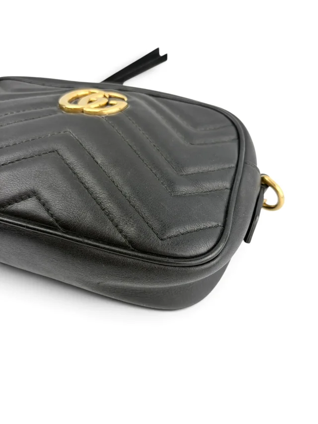 Gucci Black Leather GG Marmont Small Crossbody in Black Leather from Season 2 Consign, photo 7 of 9