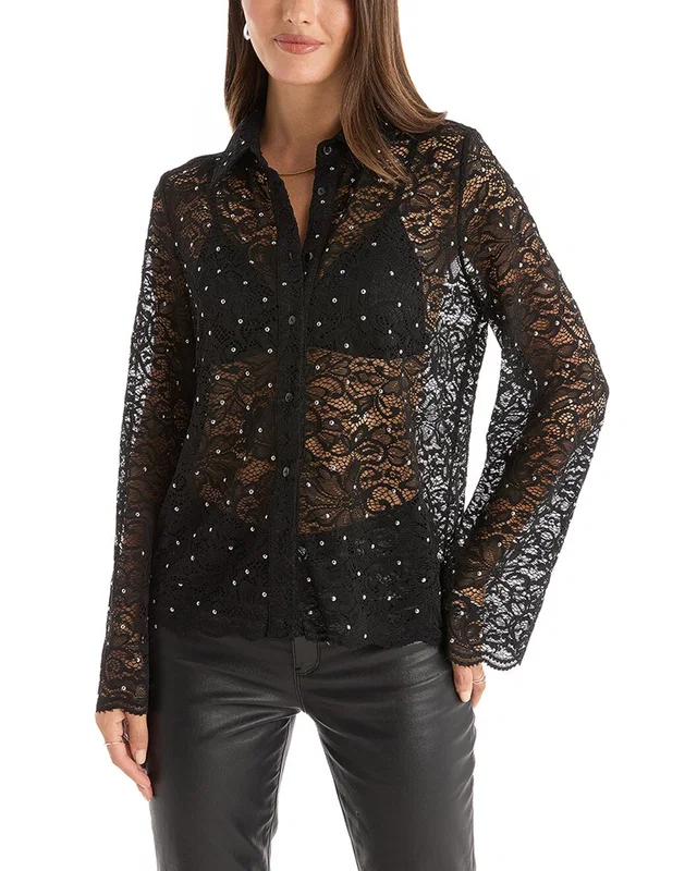 The Noli Shop Jena Lace Button Up Shirt, image 1 of 1 from Gilt