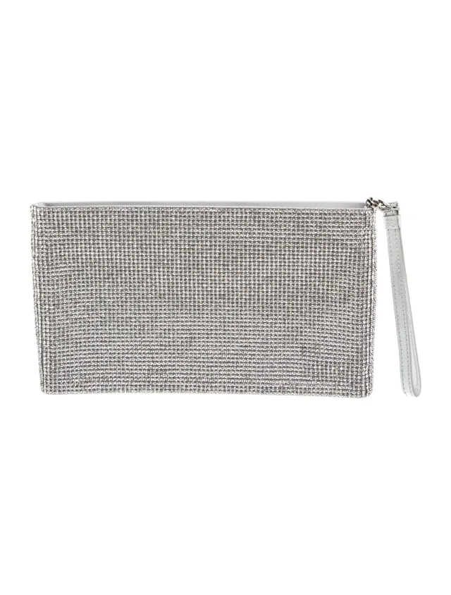Judith Leiber Crystal Clutch in silver|gray Satin from The RealReal, photo 4 of 5