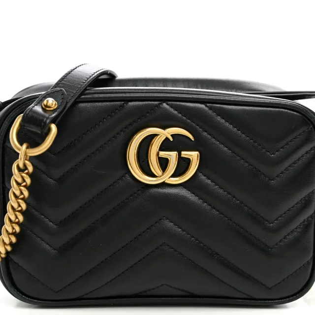 Gucci Matelasse Mini GG Marmont Camera Bag Black in Black Calfskin from FASHIONPHILE, photo 8 of 10