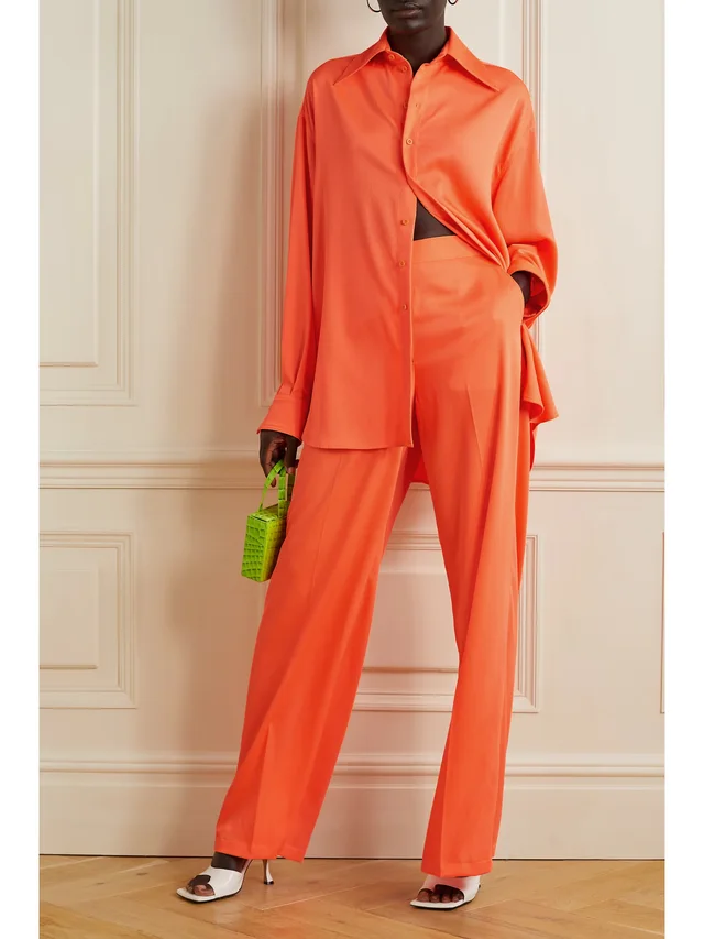 CHRISTOPHER JOHN ROGERS Twill wide-leg pants in Orange, photo 2 of 2 from NET-A-PORTER (Canada)
