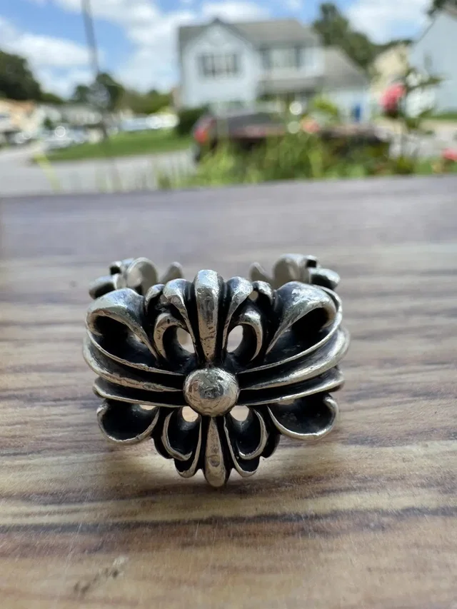 Chrome Hearts Double Floral Ring in Silver in gray|silver from Grailed
