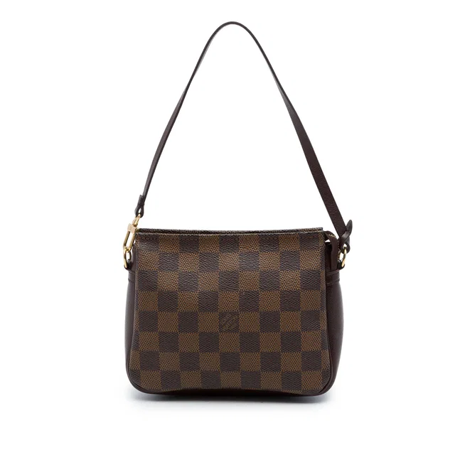 Brown Louis Vuitton Damier Ebene Trousse Pochette Handbag in Brown Canvas from Designer Revival
