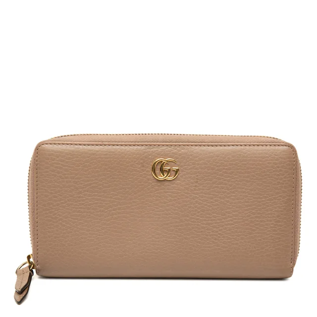 Brown Gucci GG Marmont Calfskin Zip Around Wallet Long Wallets in Brown Calfskin from Designer Revival