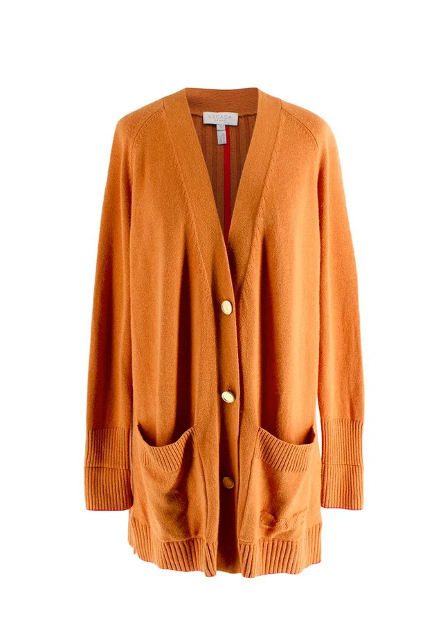 Escada Pumpkin Orange Knit Cardigan in Orange from HEWI