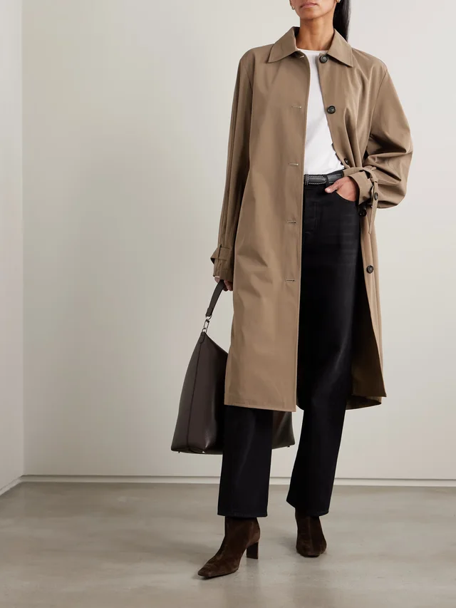 TOTEME Organic cotton-drill trench coat in brown 100% Organic Cotton, photo 2 of 5 from NET-A-PORTER (Canada)