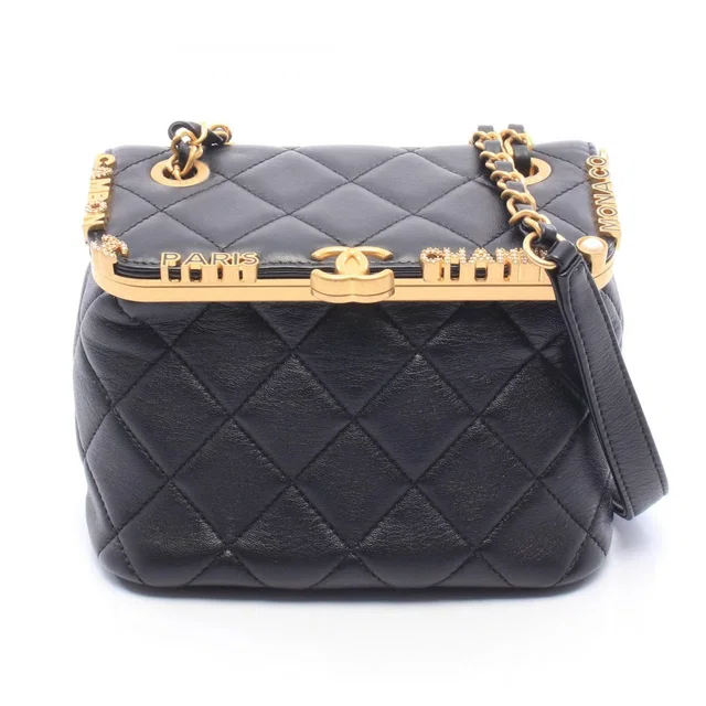Chanel Shoulder Bag Black in Black Lambskin from The Reluxe