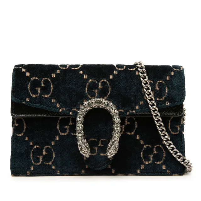 Blue Gucci Mini GG Velvet Dionysus Crossbody in Blue Velvet from Designer Revival