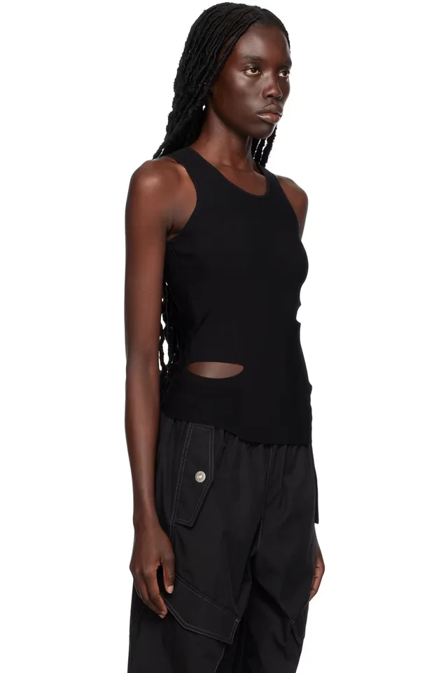 Dion Lee Black Slit Tank Top, photo 2 of 4 from SSENSE