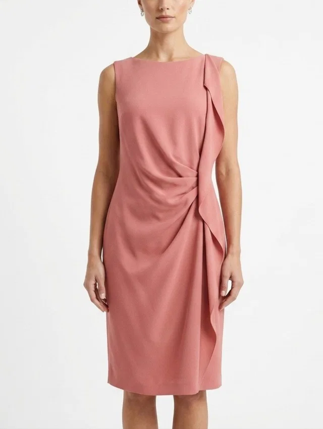 Escada Black Label Darlina Sleeveless Ruffle Sheath Dress Size 14 - Flawed Gem in pink Wool from Poshmark