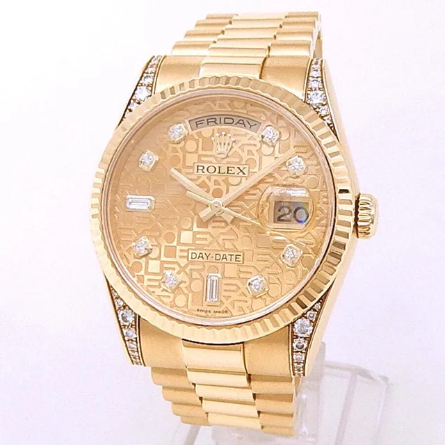 Rolex Day Date Automatic Chronometer Diamond Mens Watch 118338 CJDP in yellow|gold|white|neutral from Jomashop.com