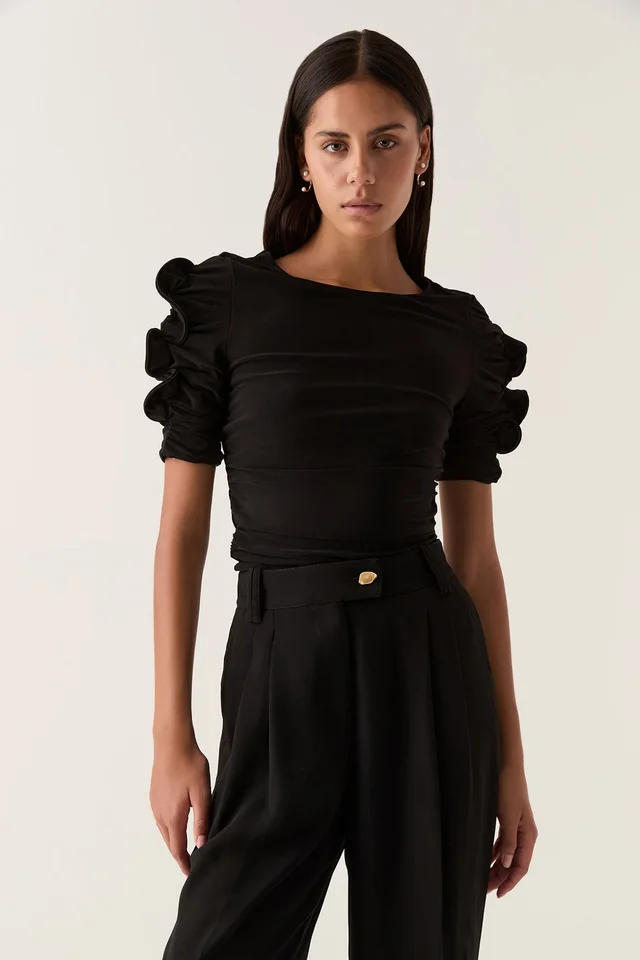 AJE Elixir Gathered Jersey Top in Black from Aje, photo 1 of 1