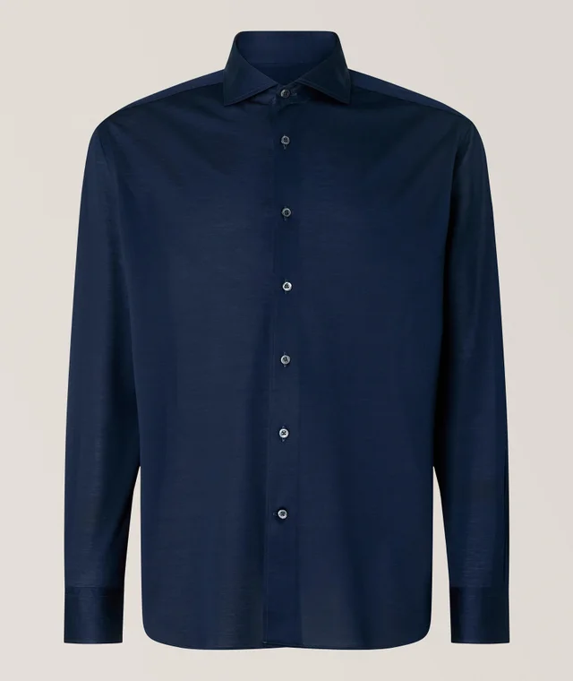 Corneliani Cotton Piqué Jersey Shirt in Blue Cotton & Cotton Blends from Harry Rosen, photo 1 of 1