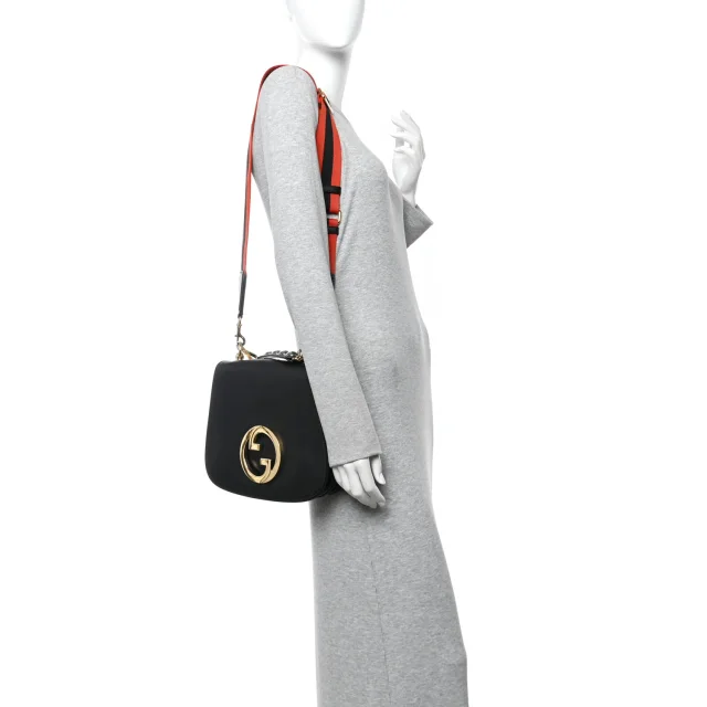Gucci Roxy Calfskin Web Medium Blondie Top Handle Shoulder Flap Bag Black in Black Calfskin from FASHIONPHILE, photo 2 of 10
