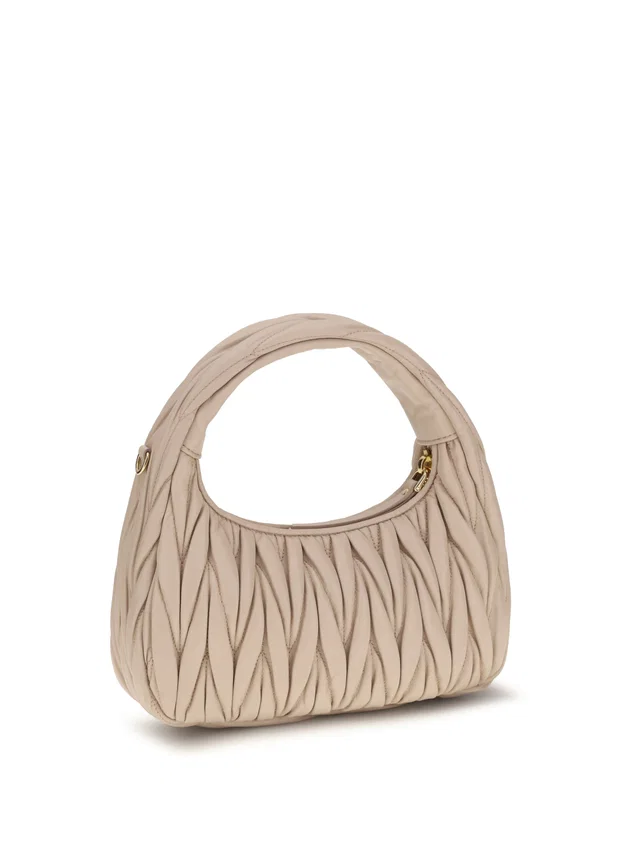 Miu Miu Wander Hobo Bag — Beige Calf Leather in Beige Calfskin from HEWI