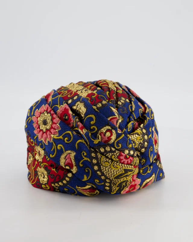 Gucci Blue, Pink, Red and Gold Floral Embroidered Hat Size L in Red Silk from Sellier, photo 2 of 5