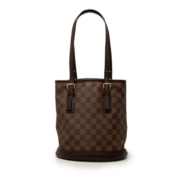 Brown Louis Vuitton Damier Ebene Marais Bucket Bag in Brown Canvas from Designer Revival