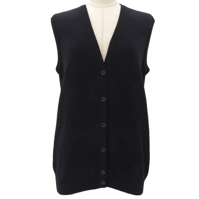 Dior Argyle Pattern Knit Vest #M Black in Black Wool from VINTAGE QOO TOKYO