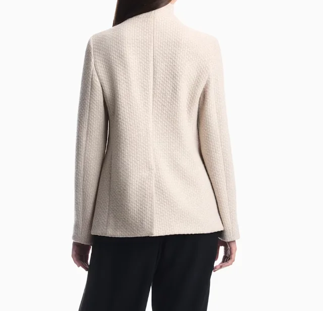 Emporio Armani High-neck virgin wool blazer with a jacquard knit effect, photo 7 of 8 from SENSER