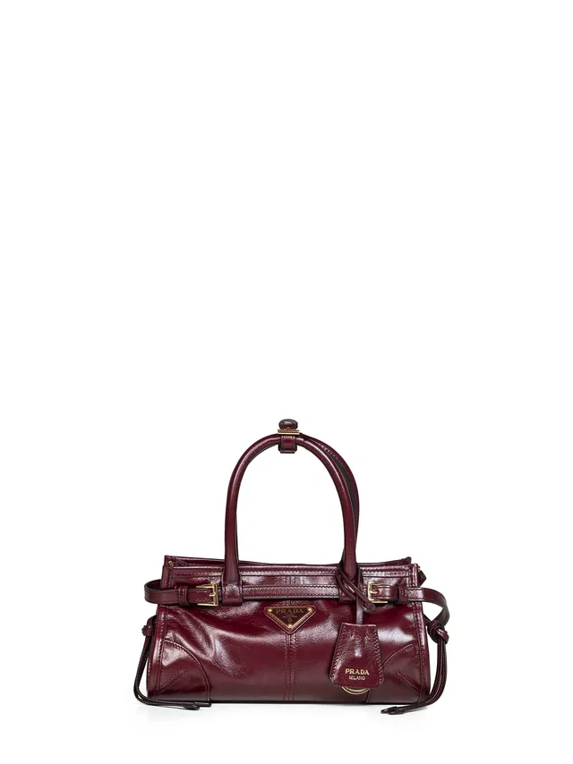 Prada Bonnie Top Handle Bag — Burgundy Calf Leather in Burgundy Calfskin from HEWI