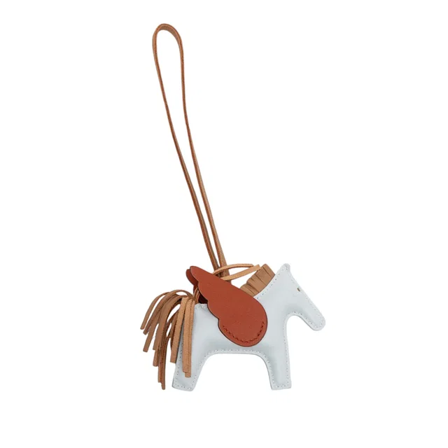 Blue Hermès Milo Lambskin and Swift Grigri Rodeo Pegase Bag Charm PM Key Chain in Blue Swift leather from Designer Revival