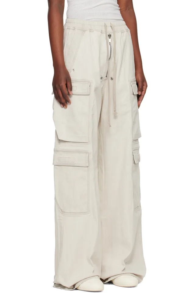 Rick Owens DRKSHDW Off-White Temple Double Jumbo Belas Denim Cargo Pants, photo 2 of 4 from SSENSE