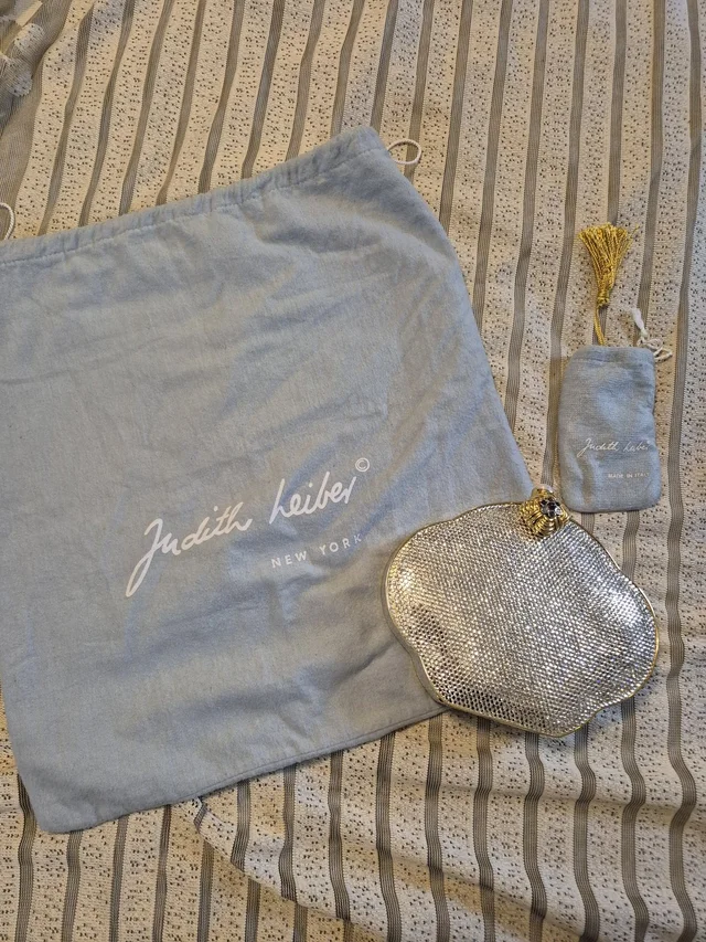 Judith Leiber Crystal Minaudire in silver|gold|gray Leather from Poshmark