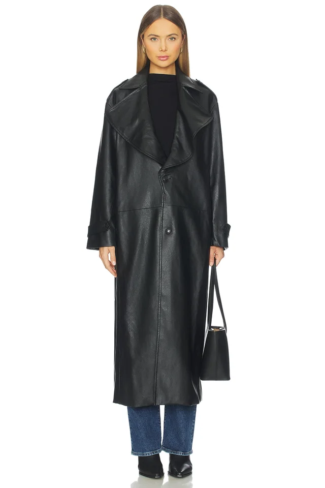 Bardot Reilia Faux Leather Coat in Black, photo 2 of 4 from REVOLVE (Canada)