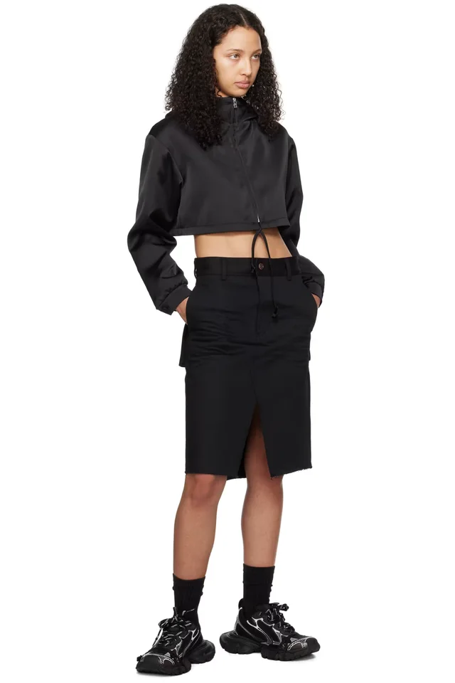 We11done Black Cropped Hoodie, photo 4 of 4 from SSENSE