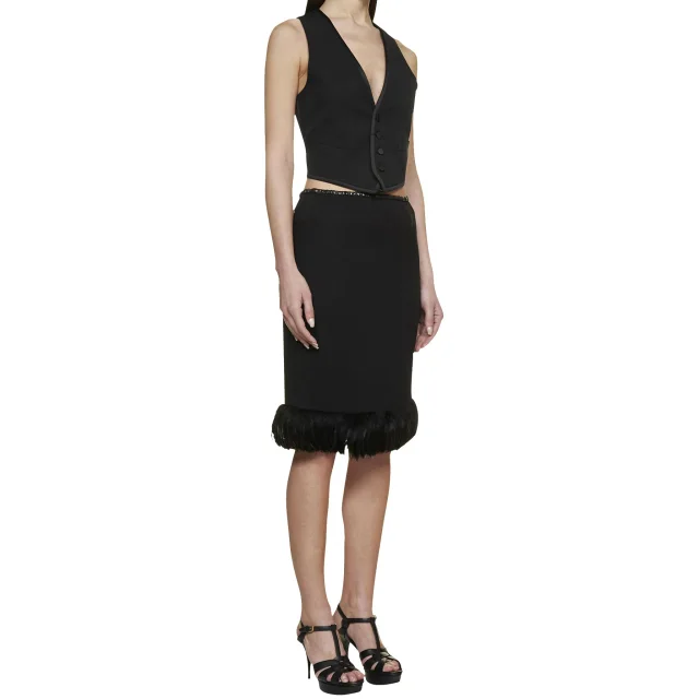 Saint Laurent Feathers Trim Silk Skirt, photo 3 of 8 from Balardi