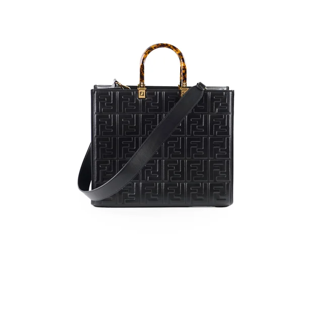 Fendi Sunshine Tote Medium Black in Black Leather from The Purse Affair