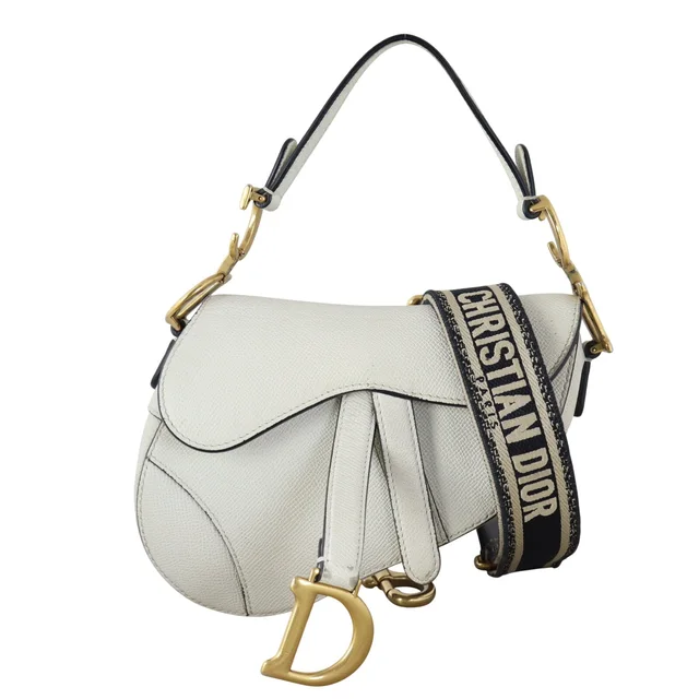 Dior Saddle Bag Mini with Embroidered Strap in Caviar leather from Luxe.It.Fwd