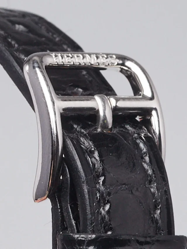 Hermès 21mm Diamond and Black Alligator H Heure Mini Model Quartz Watch-HH1.131 in Black Crocodile from Yoogis, photo 10 of 14