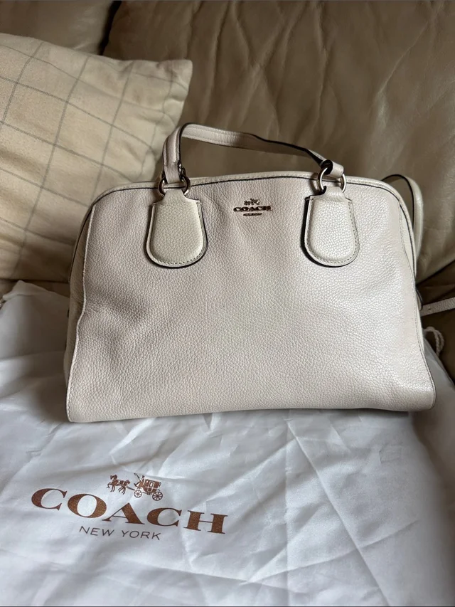 Coach Pebbled Leather Satchel In Off-White Or Cream. in White Leather from Poshmark