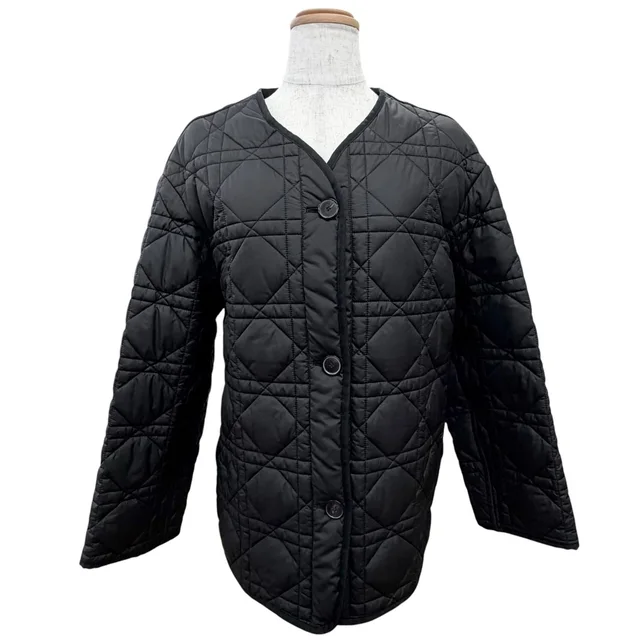 Dior Macro Cannage Collarless Quilted Jacket Black 38 in Black from The Reluxe