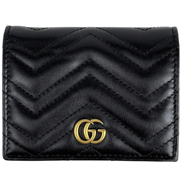 Gucci Bifold Wallet GG Marmont Leather Black in Black Leather from The Reluxe