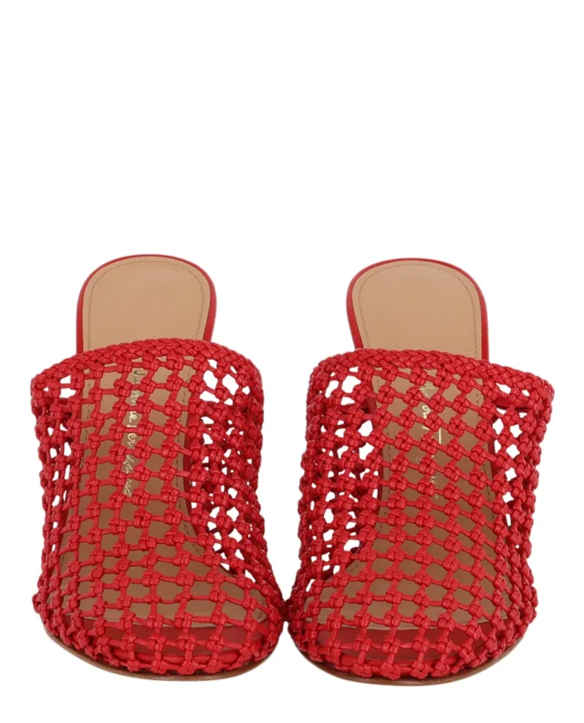 Salvatore Ferragamo Ellas X5 Caged Mules in red, photo 5 of 6 from ShopSimon
