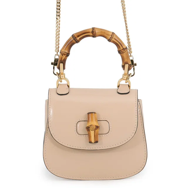 Gucci Bamboo Super Mini Bag Beige760246 Leather in Leather from GALLERY RARE
