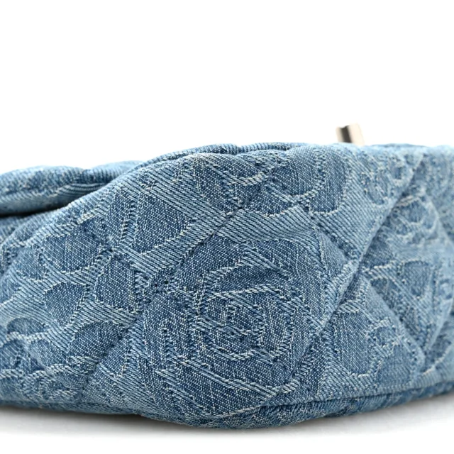 Chanel Quilted Mini Camellia Sweetheart Flap Blue in Blue Denim from FASHIONPHILE, photo 9 of 12